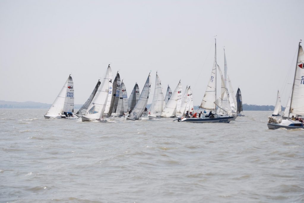 The fleet rounding the weather mark